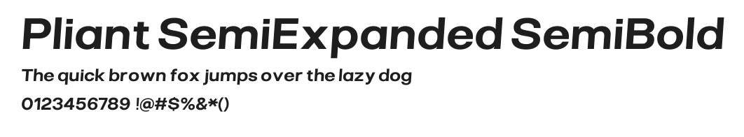 Pliant SemiExpanded SemiBold Italic.ttf 预览